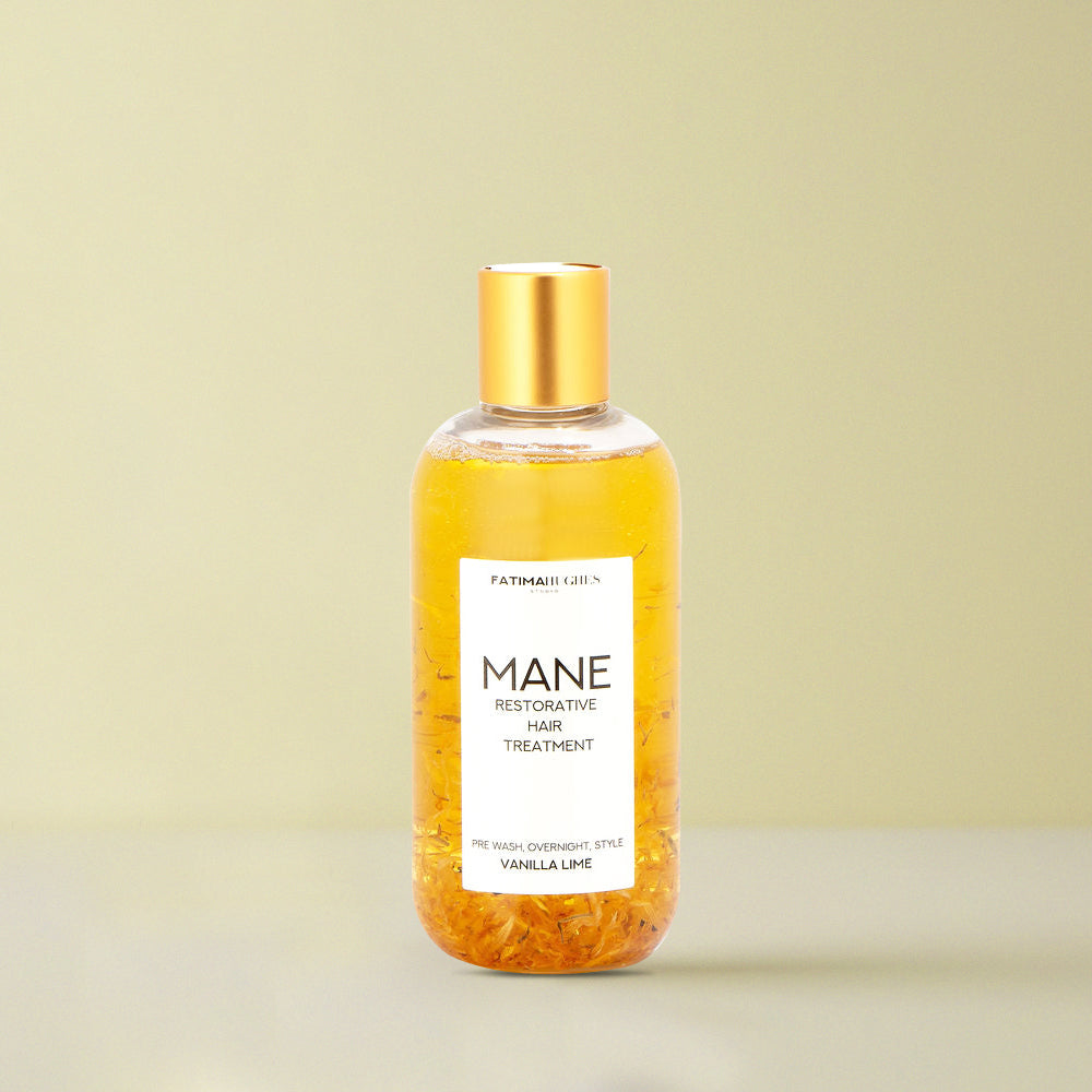 MANE Natural Restorative Hair Treatment Oil- A Vanilla Lime Scent.